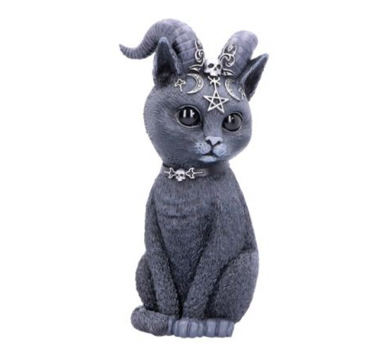 Large Pawzuph Horned Occult Cat Figurine
