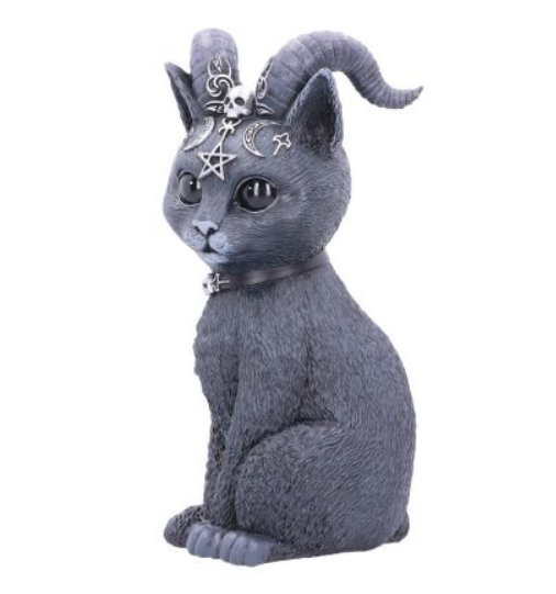 Large Pawzuph Horned Occult Cat Figurine