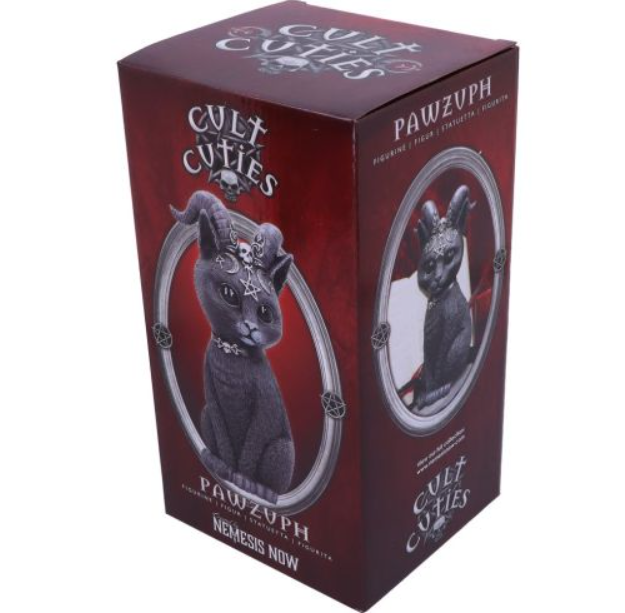 Large Pawzuph Horned Occult Cat Figurine